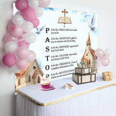 Lofaris Pastor Wertschätzung Hintergrund Akrostichon Gedicht Tauben Kirche Aquarell Kunst