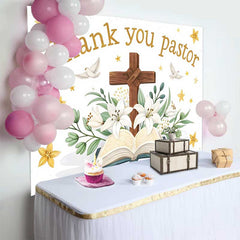 Lofaris Weiße Lilie Kreuz Bibel Danke Pastor Hintergrund Kirche Wertschätzung Event