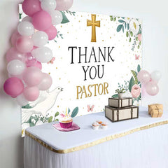 Lofaris Pinke Blumen Gold Kreuz Danke Pastor Hintergrund Taube Kirche Wertschätzung