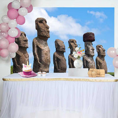 Lofaris Osterinsel Moai Statuen Szenerie Hintergrund Antike Historische Ruinen Party Deko