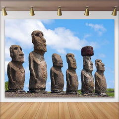 Lofaris Osterinsel Moai Statuen Szenerie Hintergrund Antike Historische Ruinen Party Deko