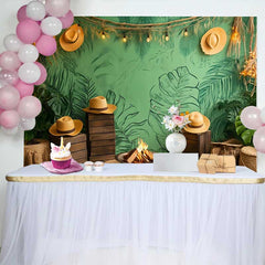 Lofaris Grüne Tropische Dschungel Blätter Geburtstag Cake Smash Hintergrund