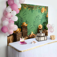 Lofaris Grüne Tropische Dschungel Blätter Geburtstag Cake Smash Hintergrund
