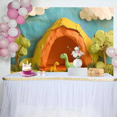 Lofaris Entzückende Papierkunst Dinosaurier Geburtstag Hintergrund Prähistorische Höhle