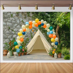 Lofaris Bunter Ballonbogen Outdoor Zelt Geburtstag Hintergrund Natürliche Gartenparty