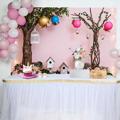 Lofaris Pinker Verwunschener Garten Frühling Hintergrund Üppige Blumen Babyparty