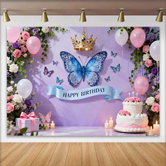 Lofaris Lavendel Lila Schmetterling Krone Geburtstag Hintergrund Pinke Blumen Deko