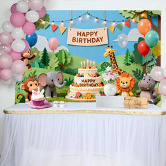 Lofaris Papierschnitt Dschungel Safari Tiere Geburtstag Fotohintergrund Wild One Thema Torte Party Deko