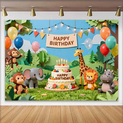Lofaris Papierschnitt Dschungel Safari Tiere Geburtstag Fotohintergrund Wild One Thema Torte Party Deko