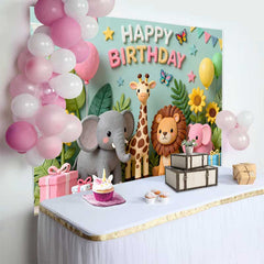 Lofaris Süße Safari Dschungel Tiere Geburtstag Fotohintergrund Happy Birthday Ballons Geschenke Deko