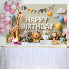Lofaris Wunderliche Ton Tiere Happy Birthday Fotohintergrund Dschungel Safari Thema Babyparty Kinder