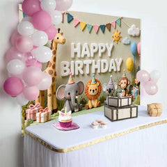 Lofaris Wunderliche Ton Tiere Happy Birthday Fotohintergrund Dschungel Safari Thema Babyparty Kinder