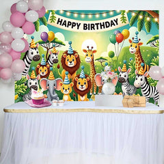 Lofaris Entzückende Dschungel Safari Tiere Geburtstag Fotohintergrund Happy Birthday Banner Partyhüte