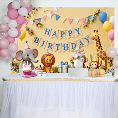 Lofaris Süße Dschungel Tiere Happy Birthday Fotohintergrund Safari Elefant Löwe Affe Giraffe Babyparty