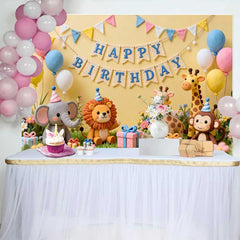 Lofaris Entzückende Dschungel Tiere Happy Birthday Fotohintergrund Bunte Ballons Geschenke Safari Deko