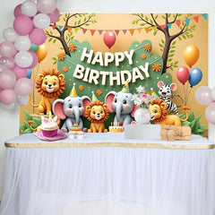 Lofaris Süße Safari Dschungel Tiere Happy Birthday Fotohintergrund Bunte Wild One Party Dekoration