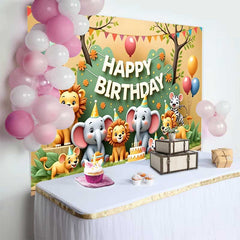 Lofaris Süße Safari Dschungel Tiere Happy Birthday Fotohintergrund Bunte Wild One Party Dekoration