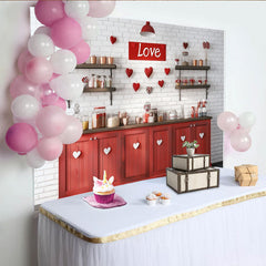 Lofaris Roter Liebes-Hintergrund mit Herzen, Fotokulisse für Valentinstagsfeiern, romantische Candybar