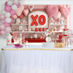 Lofaris Rosa und roter Herz-XO-Süßigkeiten-Partyhintergrund, für Valentinstag und romantische Feiern, Candybar-Kulisse