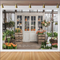Lofaris Rustikaler Frühlingsblumen Osterhase und Eier Osterhintergrund, für Fotostudio und Frühlingspartys, Fotografie-Requisiten