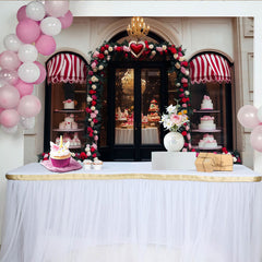 Lofaris Eleganter Rot-Rosa-Rosen-Herz-Partyhintergrund, für Valentinstag, Hochzeiten und Jubiläen, festliche Fotokulisse