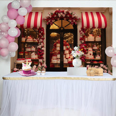Lofaris Rote Rosen Rosa Blumen Kuchen Schaufenster Partyhintergrund, für Hochzeit Valentinstag und Jubiläum, Fotostudio-Requisiten