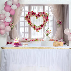 Lofaris Rosa Rot Weiß Herz Blumen Fotohintergrund, Romantisch Elegant für Hochzeit Valentinstag Brautparty, Fotostudio-Requisiten