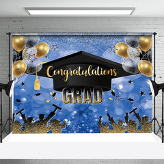 Blau Schwarz Deckel Ballon Bokeh Glückwunsch Grad Hintergrund