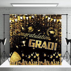 Schwarz Gold Kappen Herzlichen Glückwunsch Grad Party Hintergrund