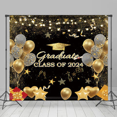 Schwarz Gold Luftballons Geschenke Klasse 2024 Grad Hintergrund