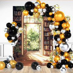 Lofaris Sonnige Bibliothek Hintergrund Bogenfenster Frühlingsgarten