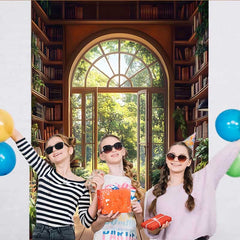 Lofaris Großes Bogenfenster Bibliothek Hintergrund Wald & Pflanzen