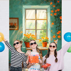 Lofaris Kunstvolles Petrol Wand Hintergrund Fenster Holzstuhl