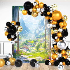 Lofaris Alpenblick Hintergrund Schneegipfel Blumenwiese Fenster