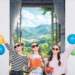 Lofaris Bergblick Balkon Hintergrund Webteppich Grünes Tal