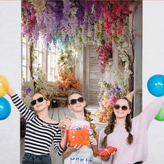 Lofaris Heller Blumenflur Hintergrund Bunte Blüten Holzboden