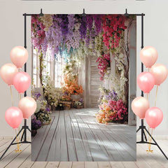 Lofaris Heller Blumenflur Hintergrund Bunte Blüten Holzboden