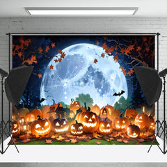 Herbst Blätter Kürbis Mond Nacht Halloween Hintergrund
