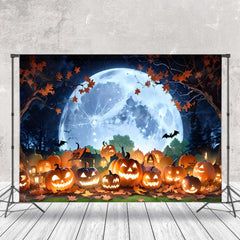 Herbst Blätter Kürbis Mond Nacht Halloween Hintergrund