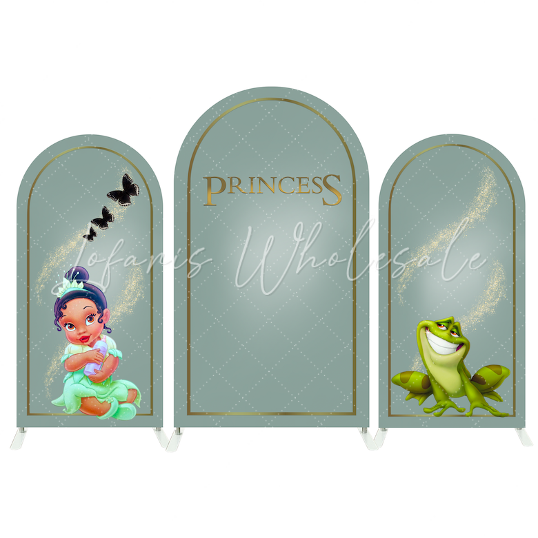 Baby Tiana Princess Birthday Baby Shower Party Bogenhintergrund Abdeckung Froschkönig Grün Deko