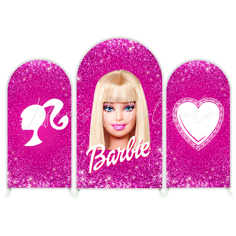 Barbie Head Silhouette Profil Happy Birthday Bogenwand Abdeckung Rosa Mode Puppe Deko