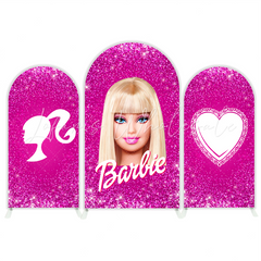Barbie Head Silhouette Profil Happy Birthday Bogenwand Abdeckung Rosa Mode Puppe Deko