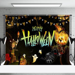 Schwarz Nacht Hexe Geist Glücklich Halloween Hintergrund