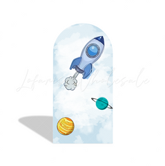 Blau Galaxy Space Astronaut Cartoon Bogenwand Abdeckung Weltraum Rakete Jungen Geburtstag Deko