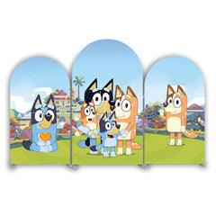 Blauy Happy Birthday Party Arch Backdrop Bogenwand Abdeckung Heeler Familie Spielzeit Deko