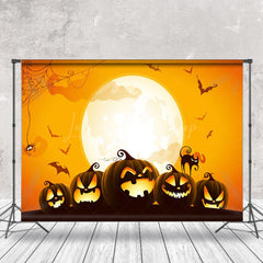Karikatur Kürbis Spinne Mond Golden Halloween Hintergrund