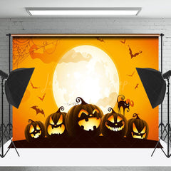 Karikatur Kürbis Spinne Mond Golden Halloween Hintergrund
