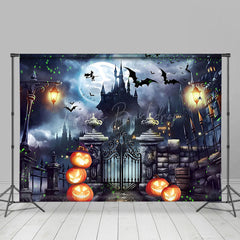 Schloss Funkelnd Kürbis Hexe Halloween Nacht Hintergrund