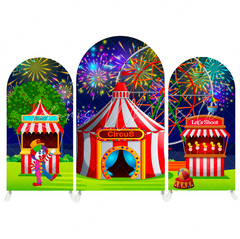 Circus Birthday Baby Shower Party Chiara Bogenhintergrund Abdeckung Zirkuszelt Clown Tiere Deko