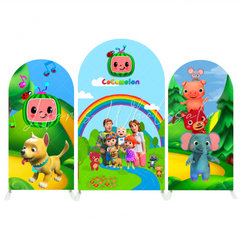 Cocomelon Birthday Baby Shower Party Background Bogenwand Abdeckung JJ Familie Melone Deko